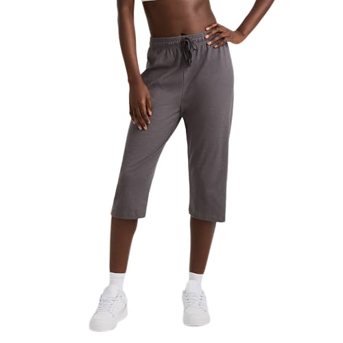 Champion Caprihose für Damen, leichte Lounge-Hose, Jersey-Strick-Caprihose für Damen, Größe 46, Dunkelgrau, S von Champion