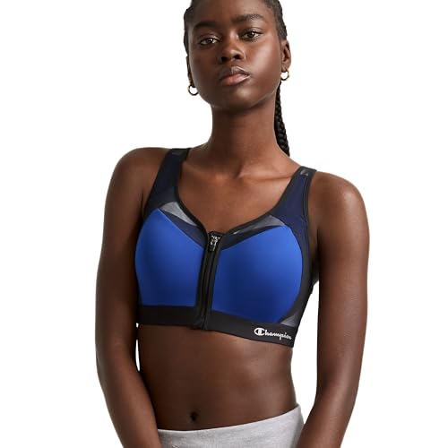 Champion Damen, Motion Control Zip High-Impact, Wirefree Bra for Women Sport-BH, Undurchsichtige, Mehrfarbig (Surf The Web), 90B von Champion