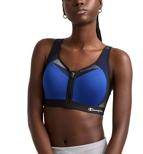 Champion Damen, Motion Control Zip High-Impact, Wirefree Bra for Women Sport-BH, Undurchsichtige, Mehrfarbig (Surf The Web), 90B von Champion