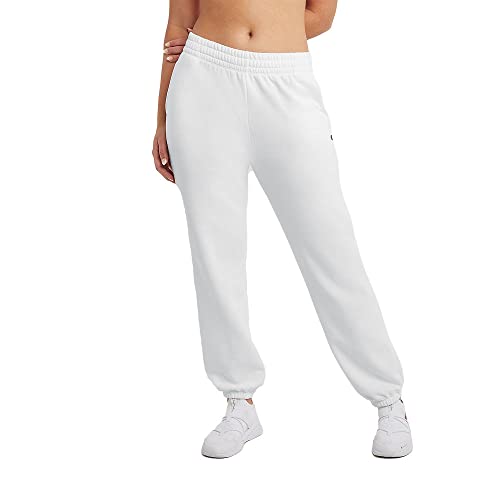 Champion Damen, Powerblend, übergroße Sweatpants, Bequeme Sweatshirts für Frauen, 73,7 cm Trainingshose, weiß, L von Champion