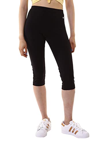 Champion Damen 3/4 Leggings Elastische Baumwolle Laufen Training Schwarz, Schwarz , S von Champion