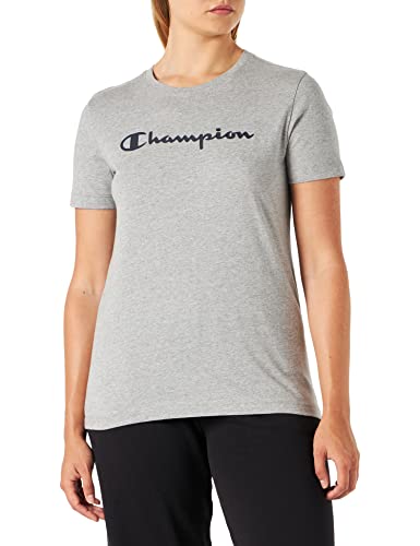 Champion Damen American Classics-Big Logo S-S T-Shirt, Hellgrau meliert, S von Champion