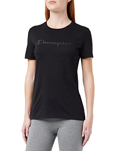Champion Damen American Classics-Big Logo S-S T-Shirt, Schwarz Ton in Ton, L von Champion