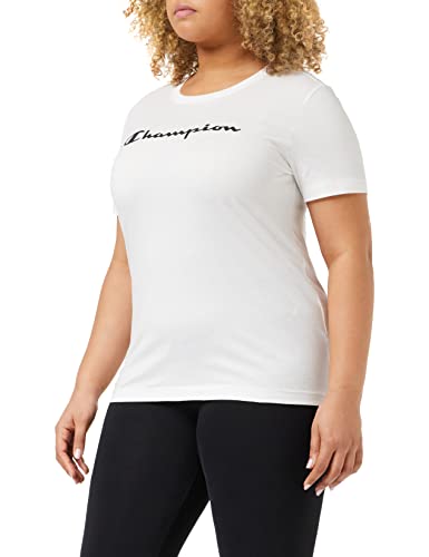 Champion Damen American Classics-Big Logo S-S T-Shirt, Weiß Ton in Ton, L von Champion