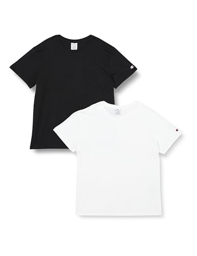 Champion Damen American Classics-C-Logo 2Pack S-S T-Shirt, Weiß/Schwarz, S (2er Pack) von Champion