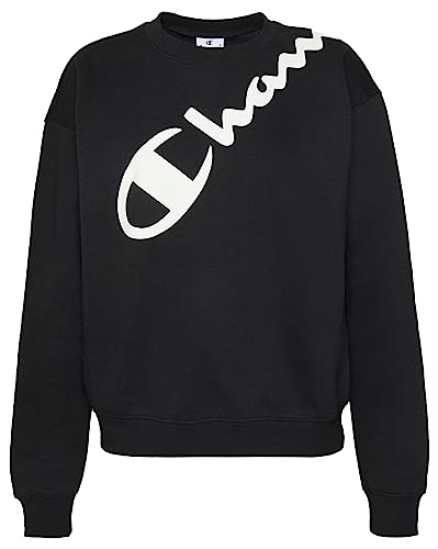 Champion Damen American Classics-Maxi-Logo Oversize Crewneck Kapuzenpullover, Schwarz, L von Champion