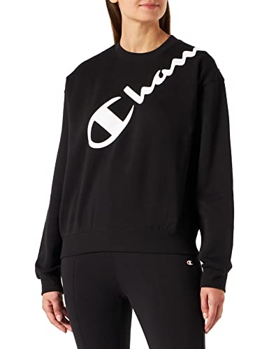 Champion Damen American Classics-Maxi-Logo Oversize Crewneck Kapuzenpullover, Schwarz, L von Champion