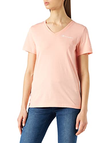 Champion Damen American Classics-Small Logo S/S V-Neck T-Shirt, Rose (Lachs), S von Champion