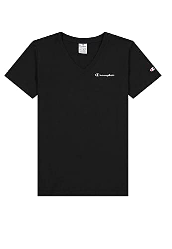 Champion Damen American Classics-Small Logo S/S V-Neck T-Shirt, Schwarz, XS von Champion