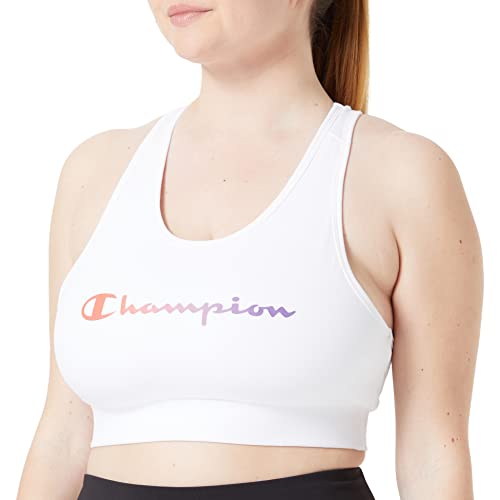 Champion Damen Athletic C Quick Dry Two-Tone Logo Sport-BH, Weiß, L von Champion