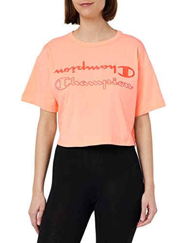 Champion Damen Athletic C-Sport Quick Dry Logo Boxy S/S T-Shirt, Flamingo Pink, Small von Champion