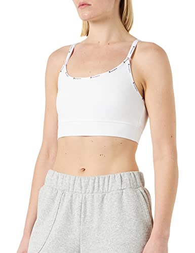 Champion Damen Athletic C-Tech Quick Dry Taped Logo Medium Support Sport-BH, Blickdicht, weiß, M von Champion