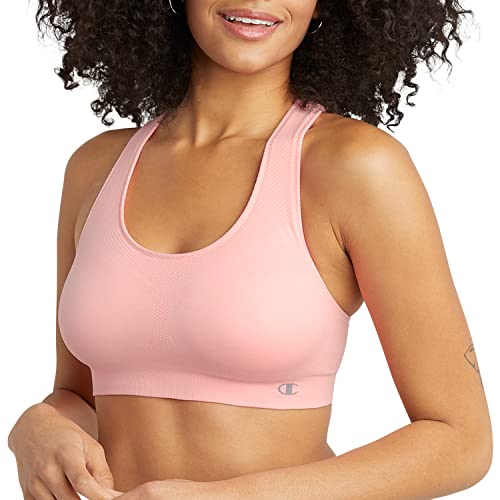 Champion Damen Bra, Infinity Racerback, Moderate Unterstützung, Nahtloser Sport-BH, Undurchsichtige, rosa Schleife, Medium von Champion