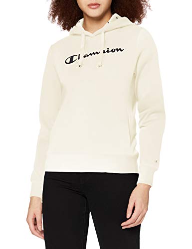 Champion Damen Classic Logo & Allover C-logo Hooded Sweatshirt Kapuzenpullover, DunkelWeiß, S von Champion