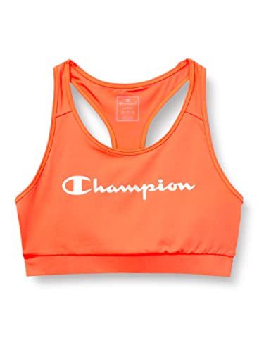 Champion Damen C-Tech-Quick Dry Metallic Small Logo Square Neck Medium Support Sport-BH, Koralle, M von Champion