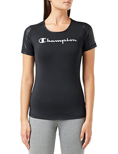 Champion Damen C-Tech-Quick Dry S-S T-Shirt, Schwarz, XL von Champion