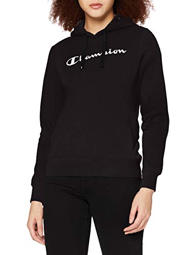 Champion Damen Classic Logo & Allover C-logo Hooded Sweatshirt Kapuzenpullover, Schwarz, M von Champion