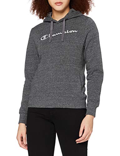 Champion Damen Classic Logo & Allover C-logo Hooded Sweatshirt Kapuzenpullover, Dunkelgrau, L von Champion