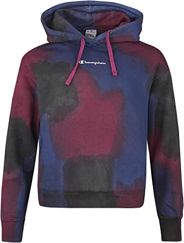 Champion Damen Color Story Tie Dye Kapuzenpullover, Schwarz/Fuchsia/Blau, M von Champion