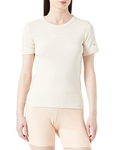 Champion Damen Eco Future 1x1 Soft Cotton Rib Slim S/S T-Shirt, Cremegelb, Medium von Champion