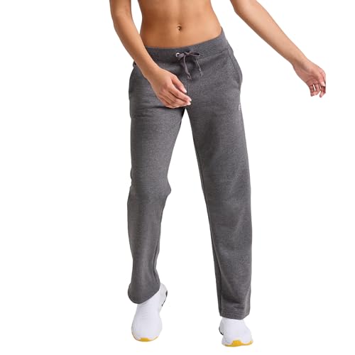 Champion Damen Fleece-Hose mit offenem Boden Trainingshose, Dunkelgrau, M von Champion