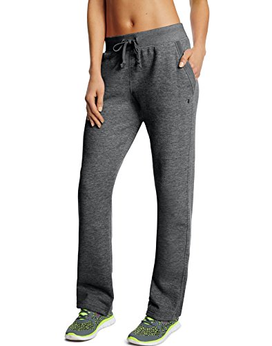 Champion Damen Fleece-Hose mit offener Unterseite Trainingshose, Dunkelgrau, X-Klein von Champion