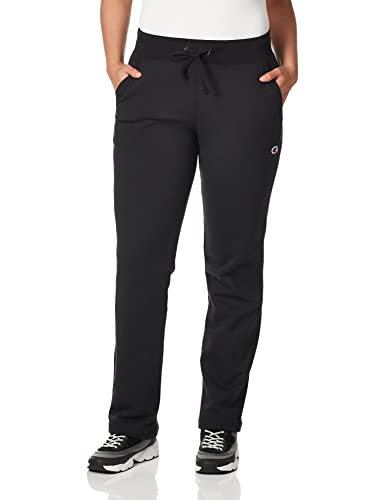 Champion Damen Fleece-Hose mit offenem Boden Trainingshose, Schwarz, M von Champion