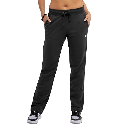 Champion Damen, Powerblend, Fleece, Comfortable Lounge Pants for Women, 31" Trainingshose, Schwarz, M von Champion
