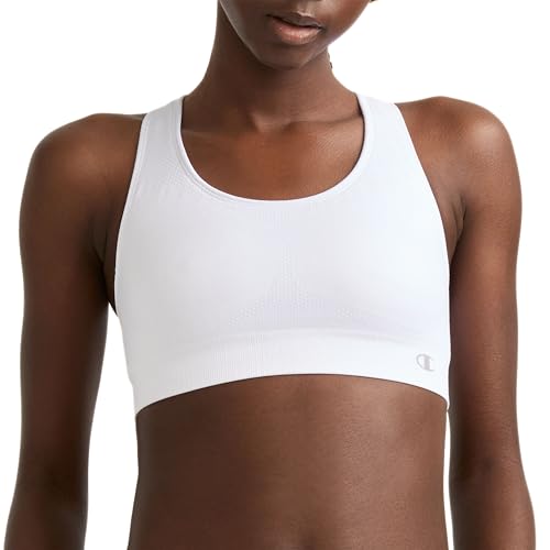 Champion Damen, Infinity Racerback, Moderate Support, Seamless Bra for Women Sport-BH, Undurchsichtige, Weiss/opulenter Garten, Medium von Champion
