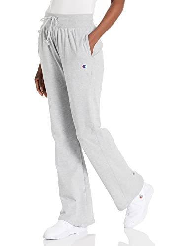 Champion Damen, weites Bein, T-Shirt-Hose, Bequeme Loungehose Trainingshose, Oxford Gray C Patch Logo, M von Champion