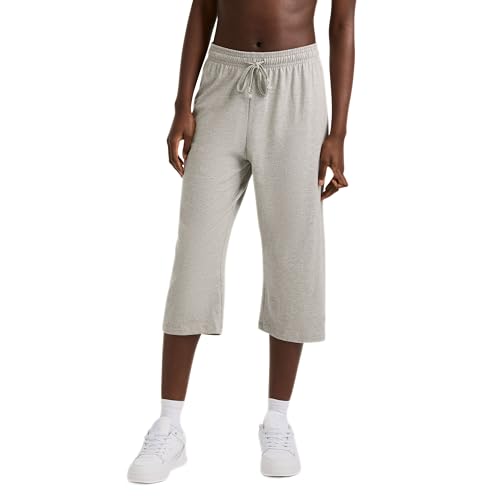 Champion Damen Jersey Capri Everyday Baumwolle Capris Kordelzug Cropped Sweatpants Caprihose C Patch 18", Oxford-Grau, L von Champion