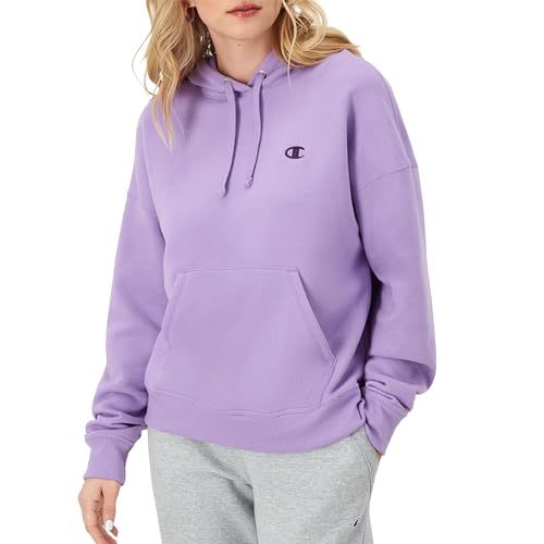 Champion Damen Kapuzenpullover Powerblend Fleece Bequem Hoodie Sweatshirt für Frauen (Übergröße erhältlich), Lavish Lavender C Logo, M von Champion