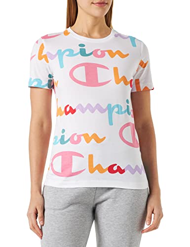 Champion Damen Legacy American Classics All-Over Logo S/S T-Shirt, Weiß, X-Small von Champion