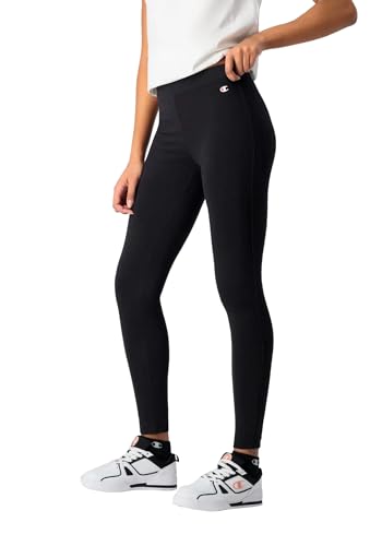 Champion Damen Legacy American Classics C-Logo Zip Leggings, Schwarz, M von Champion