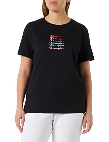 Champion Damen Legacy American Classics Colored Multi-Logo S/S T-Shirt, Schwarz, Medium von Champion