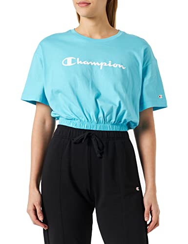 Champion Damen Legacy American Classics Logo Crop Boxy S/S T-Shirt, himmelblau, X-Large von Champion