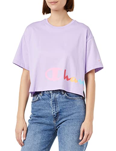 Champion Damen Legacy American Classics Logo Crop Oversized S/S T-Shirt, Lavendel, Small von Champion