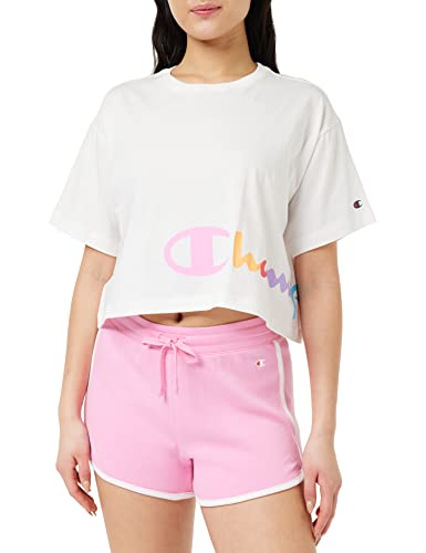 Champion Damen Legacy American Classics Logo Crop Oversized S/S T-Shirt, Weiß, Medium von Champion