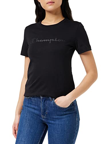 Champion Damen Legacy American Classics Logo Regular S/S T-Shirt, Schwarz Ton in Ton, Medium von Champion