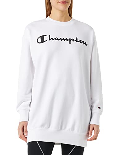Champion Damen Legacy American Classics Powerblend Terry Maxi-Dress Crewneck Sweatshirt, Weiß, XL von Champion