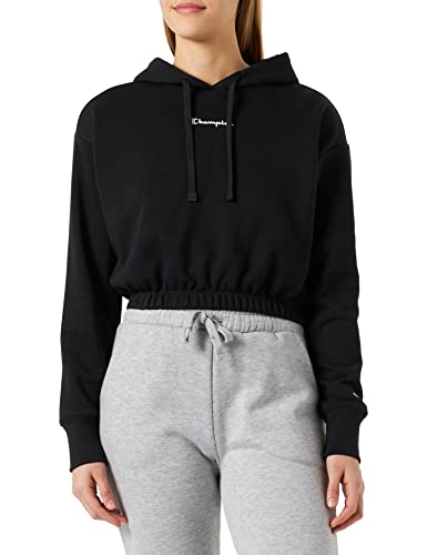 Champion Damen Legacy American Classics Powerblend Terry Small Logo Boxy Kapuzenpullover, Schwarz, L von Champion