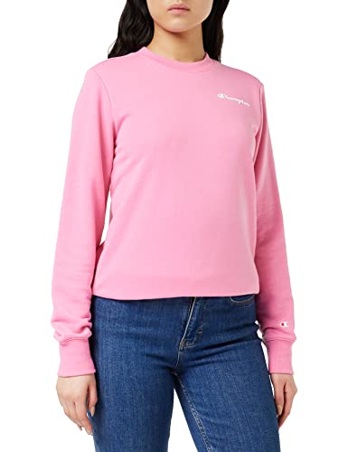 Champion Damen Legacy American Classics Powerblend Terry Small Logo Crewneck Sweatshirt, Hot Pink, XS von Champion