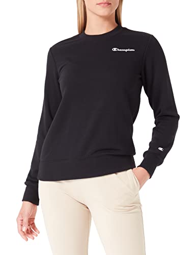 Champion Damen Legacy American Classics Powerblend Terry Small Logo Crewneck Sweatshirt, Schwarz, M von Champion