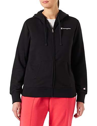 Champion Damen Legacy American Classics Powerblend Terry Small Logo Full Zip Kapuzenpullover, Schwarz, L von Champion