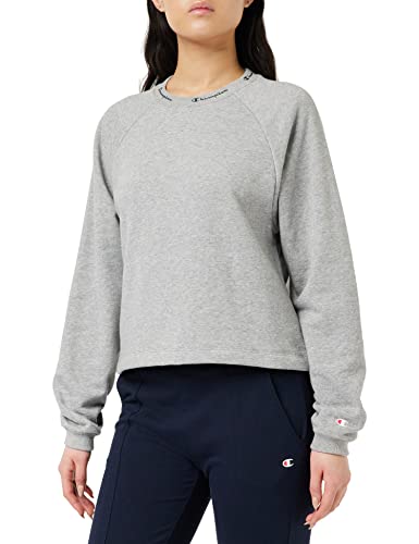 Champion Damen Legacy American Classics Powerblend Terry Taped Logo Boxy Crewneck Sweatshirt, Hellgrau meliert, XL von Champion