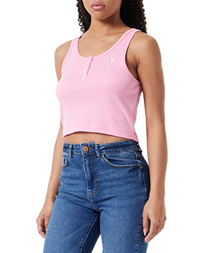 Champion Damen Legacy American Classics Soft Cotton 1x1 Rib Crop Slim Unterhemd, Hot Pink, X-Small von Champion