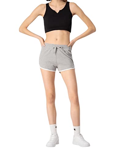 Champion Damen Legacy American Classics Soft Cotton 1x1 Rib Small C-Logo Shorts, Hellgrau meliert, L von Champion