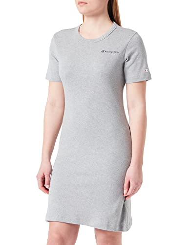 Champion Damen Legacy American Classics Soft Cotton 1x1 Rib Small Logo Slim Kleid, Grigio Melange Chiaro, XL von Champion