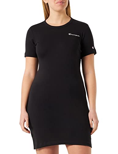 Champion Damen Legacy American Classics Soft Cotton 1x1 Rib Small Logo Slim Kleid, Nero, M von Champion