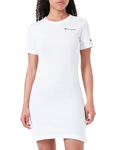 Champion Damen Legacy American Classics Soft Cotton 1x1 Rib Small Logo Slim Kleid, weiß, L von Champion